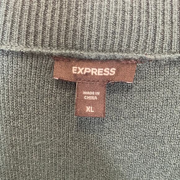 Express Rhinestone Bow Cardigan Sweater Dark Green Puff Sleeve Party‎ Holiday XL - Picture 4 of 8